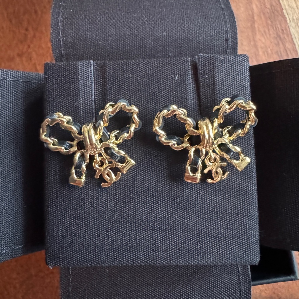 Chanel Gold Bow Earrings BNIB